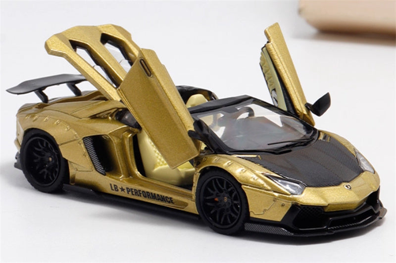 Rhino Model Lamborghini Aventador LP700-4 LBWK Convertible gold Limited Edition 499PCS ONLY 1:64 Car Pre-built Model view4