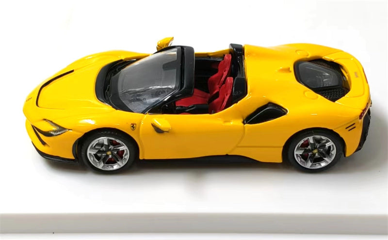 Solo Model Ferrari SF90 supercar Yellow convertible 1:64 Car Pre-built Airliner Model Display view3