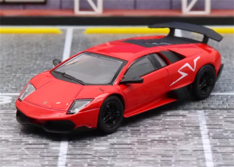 Max well Lamborghini Murcielago LP670-4 SV Red 1:64 Car Pre-built Airliner Model Display view1