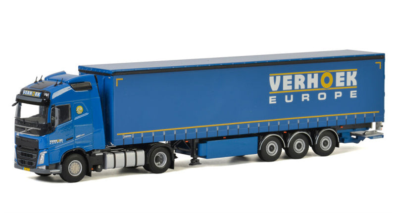 WSI VOLVO FH4 GLOBETROTTER 4x2 CURTAINSIDE / TAUTLINER TRAILER - 3 AXLE Verhoek Europe 1:50 Truck Pre-built Model