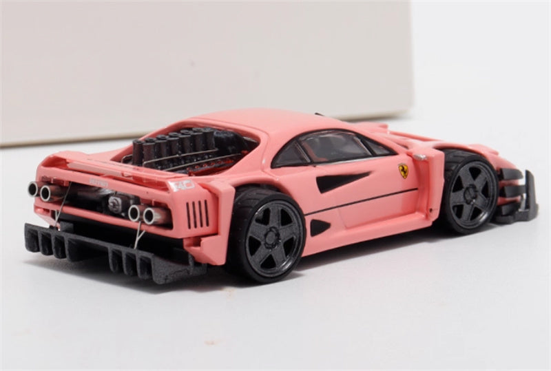 Autobots Models Ferrari F40 Yasid sports car Explosive redesign pink 1:64 Car Pre-built Model view4
