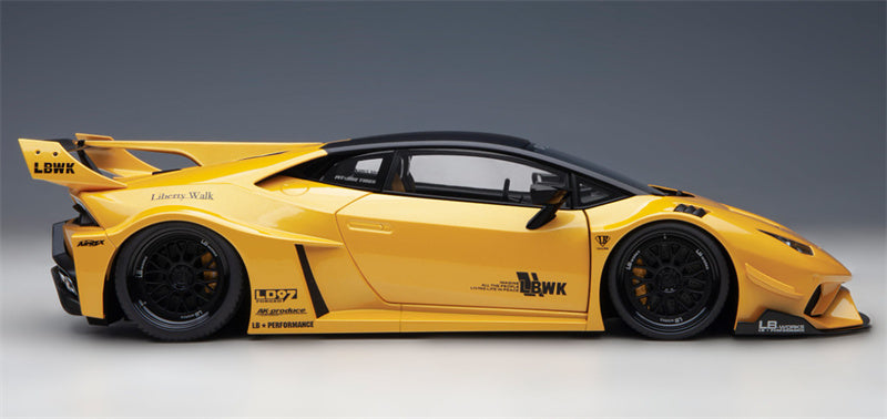 AUTOART Lamborghini HURACAN GT supercar yellow LBWK AirREX Liberty Walk AK-produce LB PERFORMANCE 1:18 Car Pre-built Model view6