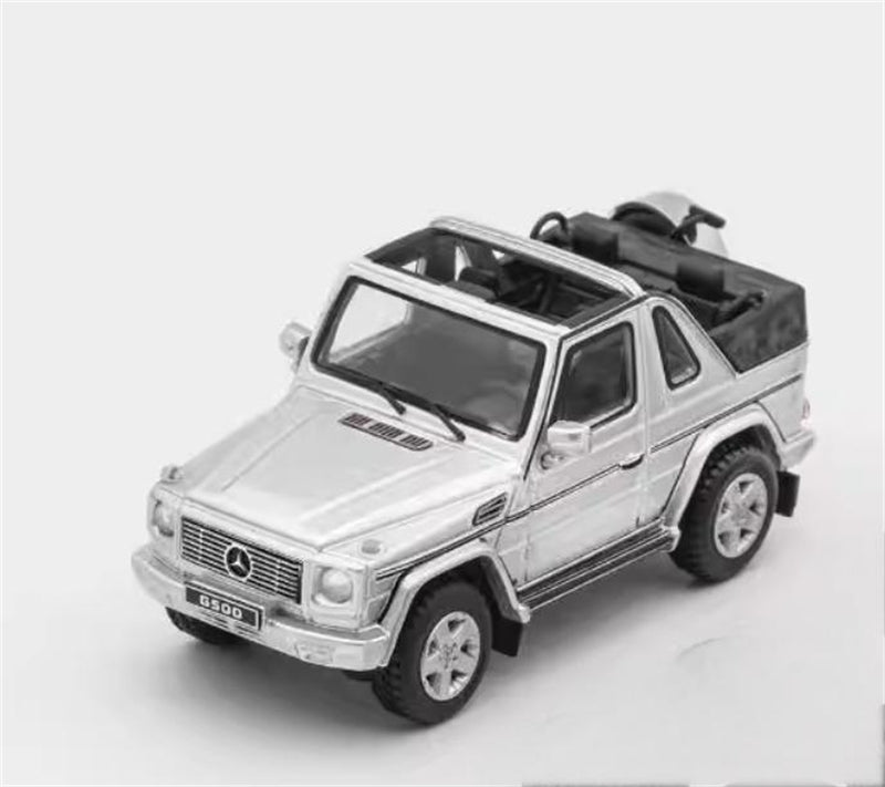 GCD Mercedes benz G500 two-door short-wheelbase convertible off-road with roof comes with 4 tires Silver LHD 1:64 Car Pre-built Model view1