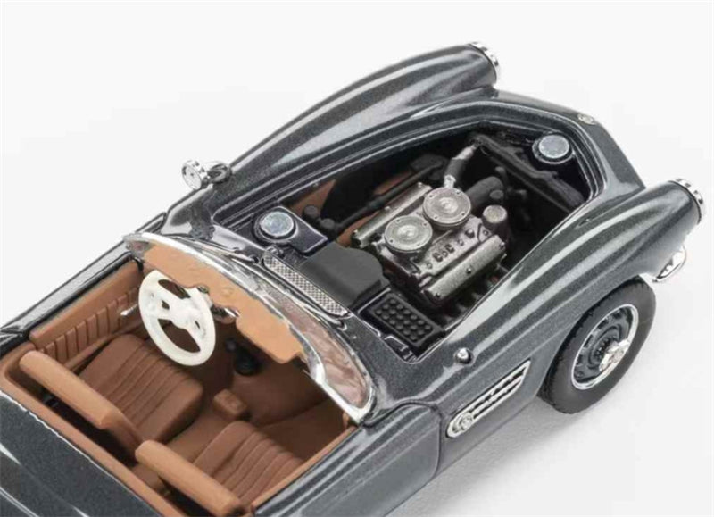 GFCC BMW 507 Roadster Retro Car 1957 Grey Convertible Softtop 1:64 car Pre-built Model view7