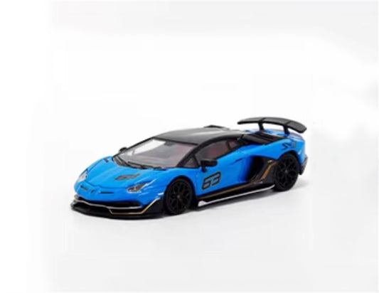 MAXWELL Lamborghini Aventador SVJ 63 Roadster Blue hardtop 1:64 Car Pre-built Model view1