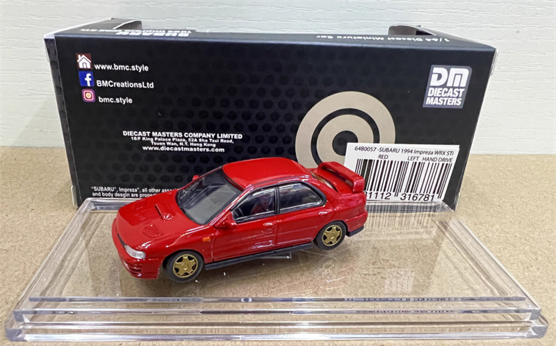 BM Creations SUBARU 1994 Impreza WRX STi LEFT HAND DRIVE Red 1:64 Car Pre-built Model
