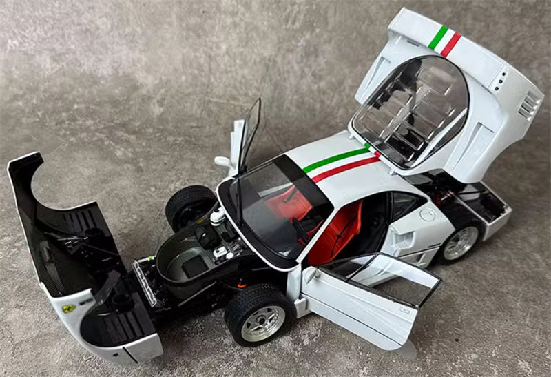 KYOSHO Ferrari F40 Fully open sports car Italian striped white 1:18 Car Pre-a Model