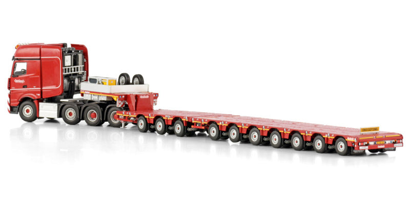 WSI  ACTROS MP5 SLT GIGA SPACE 8X4 MANOOVR - 3+7 AXLE Nooteboom Red Line 1:50 Truck Pre-built Model