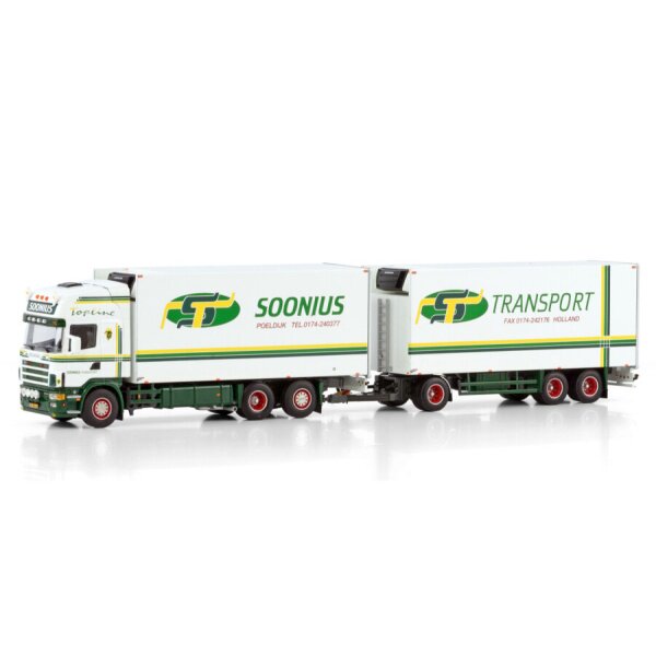 1:50 SCANIA SOONIUS R4 6X2 REEFER DRAWBAR TURNTABLE TRAILER 6 AXLE WSI Diecast Model