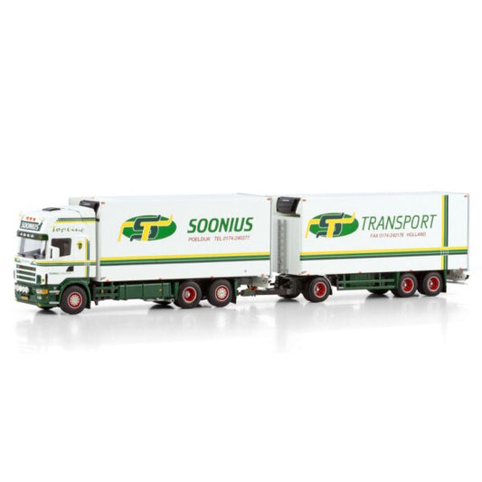 1:50 SCANIA SOONIUS R4 6X2 REEFER DRAWBAR TURNTABLE TRAILER 6 AXLE WSI Diecast Model