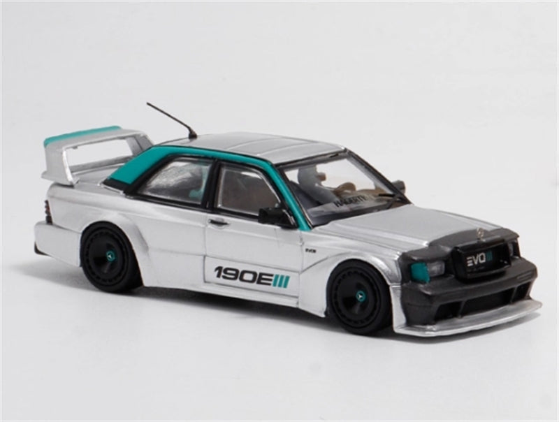 1:64 Mercedes Benz 190E EVO III W201 Silver Rhino Model DIECAST Model