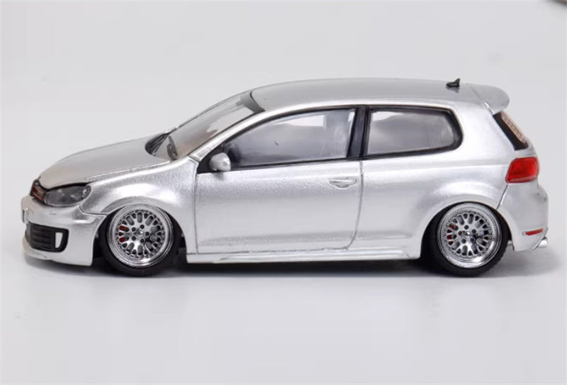 Max well Volkswagen Golf GTI 6th generation Silver BBS wheel low stance Limited Edition 799PCS ONLY 1:64 Car Pre-built Airliner Model Display view3