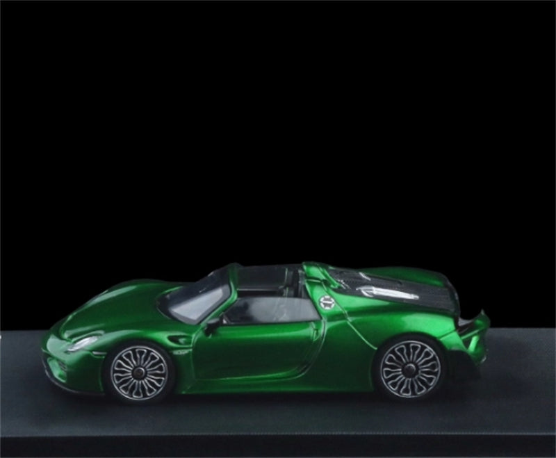 TimeMicro Porsche 918 Spyder Metallic Green Regular Version Limited Edition 999PCS ONLY 1:64 car Pre-built Model view3