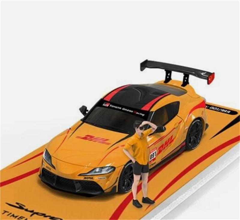TimeMicro Toyota Supra A90 Orange DHL Livery w/ Figure Version Limited Edition 999PCS ONLY 1:64 car Pre-built Model view1