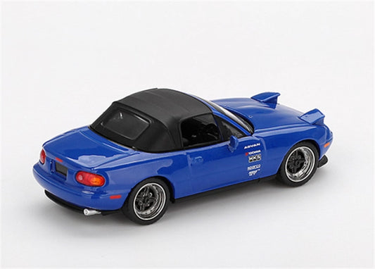 MINIGT Mazda Miata MX-5 NA Tuned Version Dark Blue color box packaging 1:64 Car Pre-built Model view2