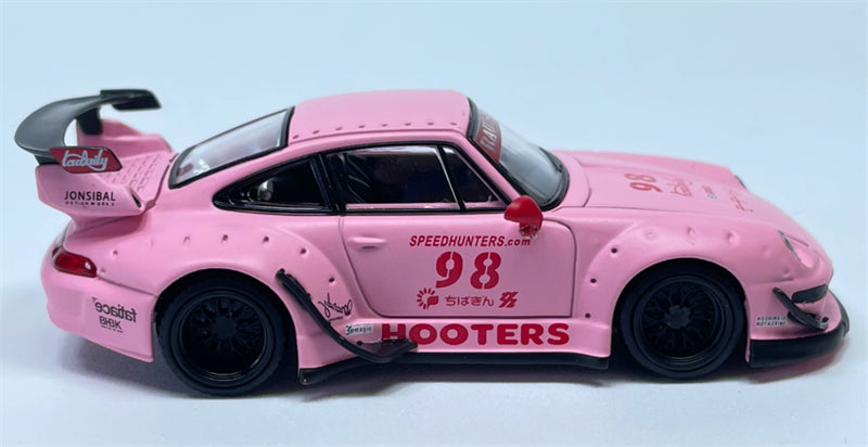 1:64 Porsche RWB 993 Matte Pink Hooters #98 Model model DIECAST Civil Car Model