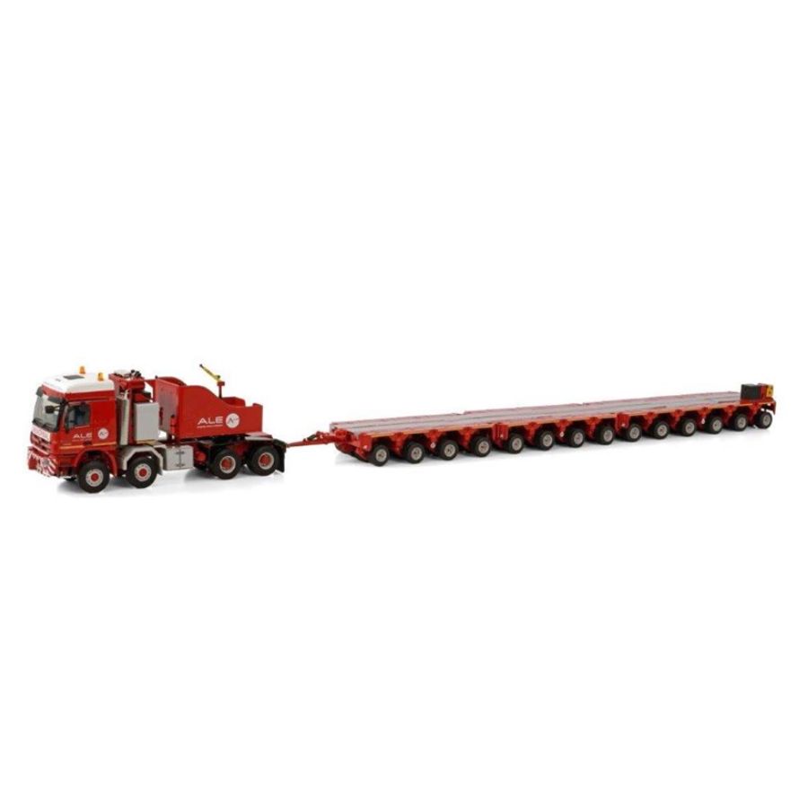 MAMMOET ALE MB ACTROS 8X8 WITH BALLASTBOX + 14 AXLE SCHEUERLE SET 1:50 DIECAST Truck Lorry