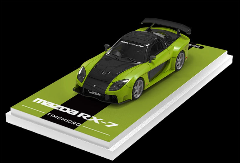 TIMEMICRO Mazda RX-7 Veilside Black Green w/ Figure Limited Edition 999PCS ONLY 1:64 Car Pre-built Model view4