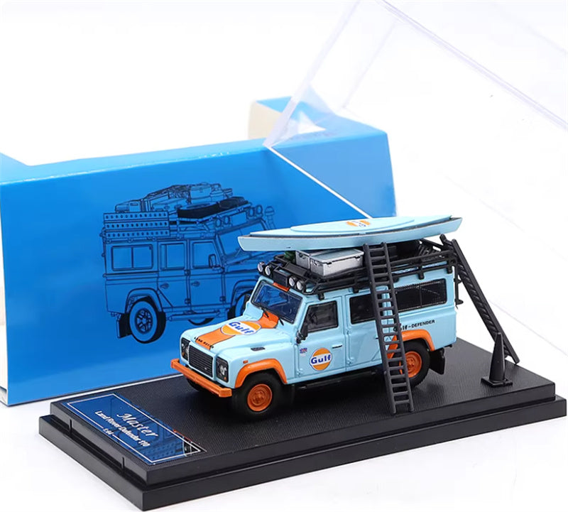 Master Land Rover Defender 110 Gulf coating with accessories old version 1:64 Car Pre-built Airliner Model Display view8