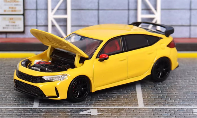 MOTORHELIX Honda Civic Type R FL5 Yellow Christmas Livery 1:64 car Pre-built Model view6