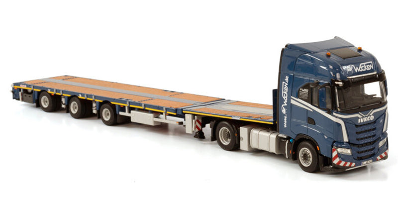 WSI IVECO S-WAY AS HIGH 4X2 MEGATRAILER FLATBED - 3 AXLE WOCKEN 1:50 Truck Pre-built Model
