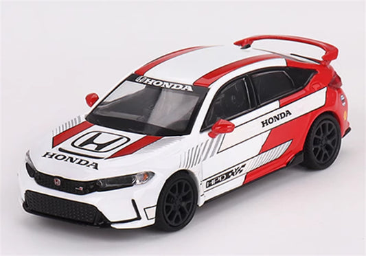 MINIGT Honda Civic Type R #2 2023 Pace Car white-red color box packaging 1:64 Car Pre-built Model view1