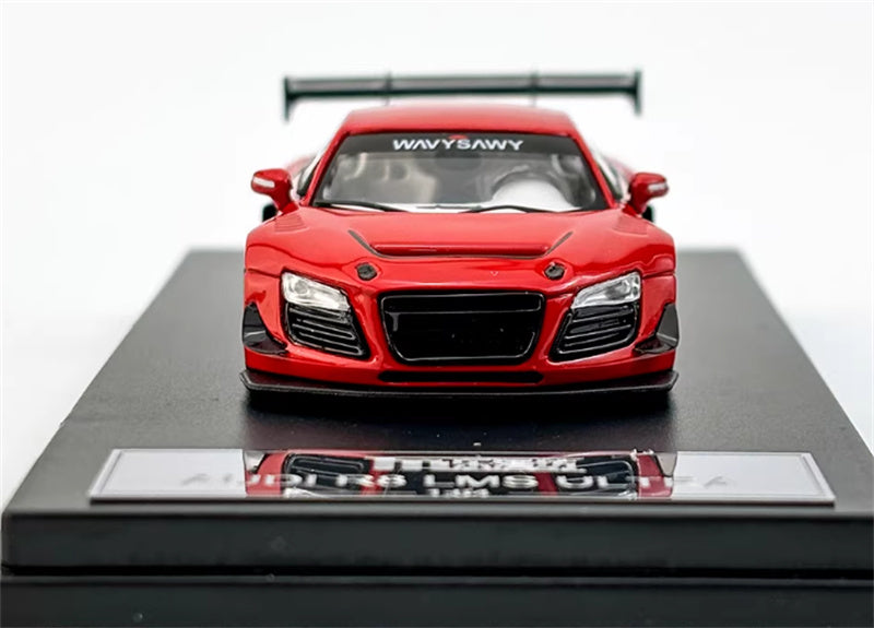 LeManFang Audi R8 LMS ULTRA high tail modified racing Red 1:64 Car Pre-built Model view6