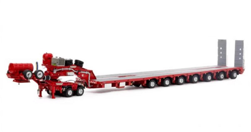 Drake  ROSSO RED 2X8 DOLLY + 7X8 STEERABLE LOW LOADER 1:50 Truck Pre-built Model