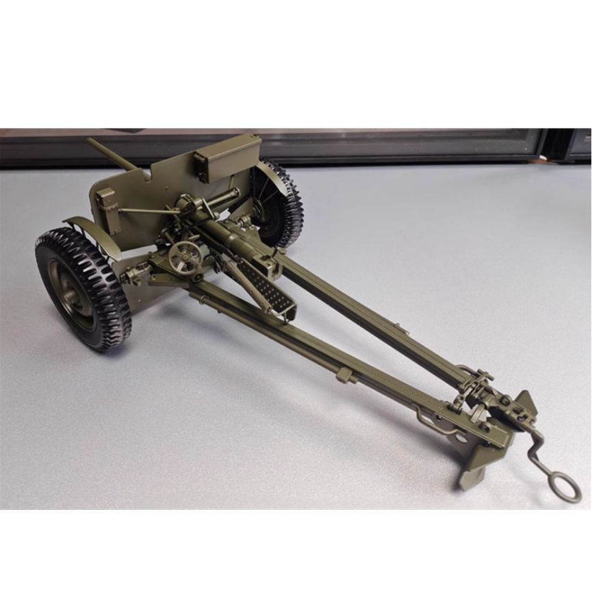 PREMIUM X 1943 Jeep Wells MB Trailer M3 Anti Tank Set Olive green 1:8 DIECAST Tank