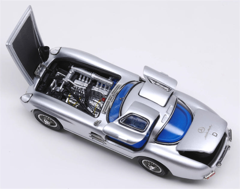 YS Model Mercedes Benz 300 SLR (W196S) Supercar Silver - Blue Inside Limited Edition 99PCS ONLY 1:64 Car Pre-built Model view4
