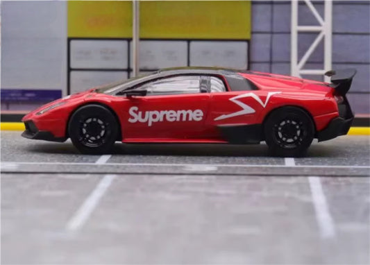 Max well Lamborghini Murcielago LP670-4 SV Red Supreme 1:64 Car Pre-built Airliner Model Display view2