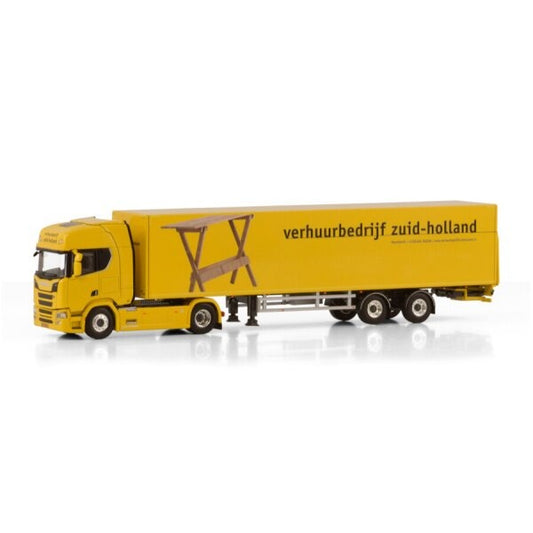 1:50 SCANIA VERHUURBEDRIJF R CR20H 4X2 TRIDEC BOX TRAILER 2 AXLE WSI  Yellow DIECAST Model