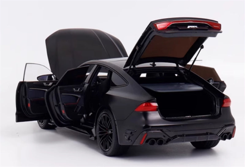 KengFai 2021 Audi RS7 C8 Sportback Semi-matte Black ABT 1:18 Car Pre-built Model