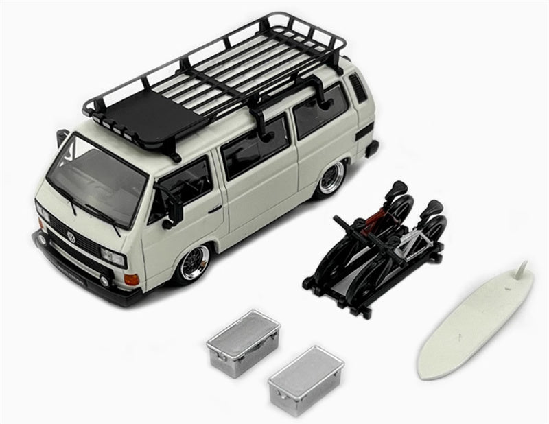 Mortal VW T3 Magway van BBS Lowered Version White - with Accessories 1:64 Car Pre-built Model view1