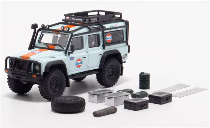 Master & Decode Land Rover Defender 110 4X4 modified GULF clean version 1:64 Car Pre-built Airliner Model Display view1