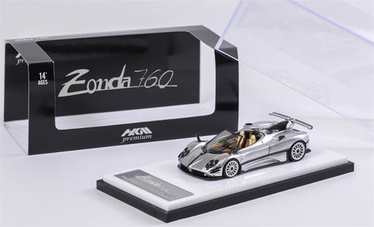 HKM Premium Pagani Zongta 760 Convertible Silver Limited Edition 999PCS ONLY 1:64 Car Pre-built Model view1