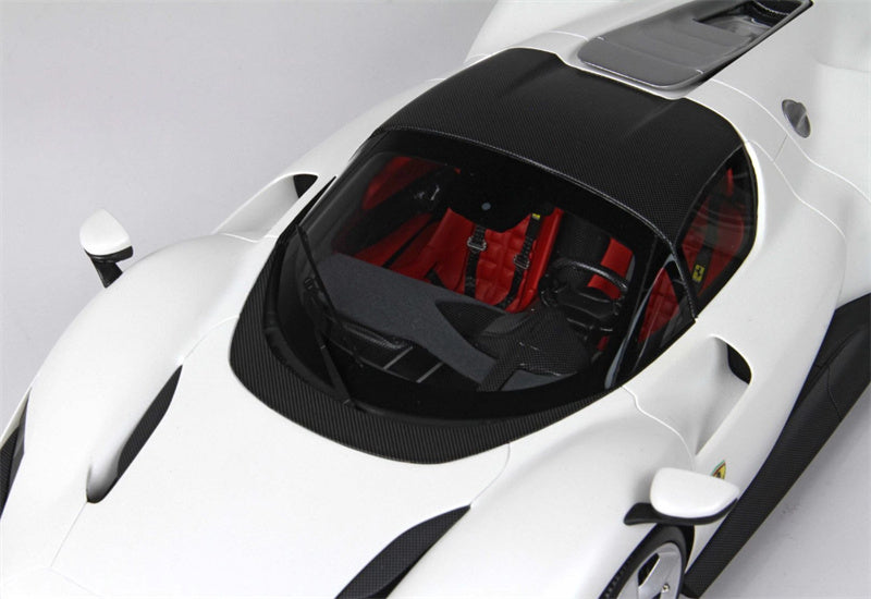 BBR MODELS Ferrari Daytona SP3 matte white Silver wheel black calipers Closed canopy carbon fiber roof Leather base Limited Edition 24PCS ONLY 1:18 Car Pre-built Model view5