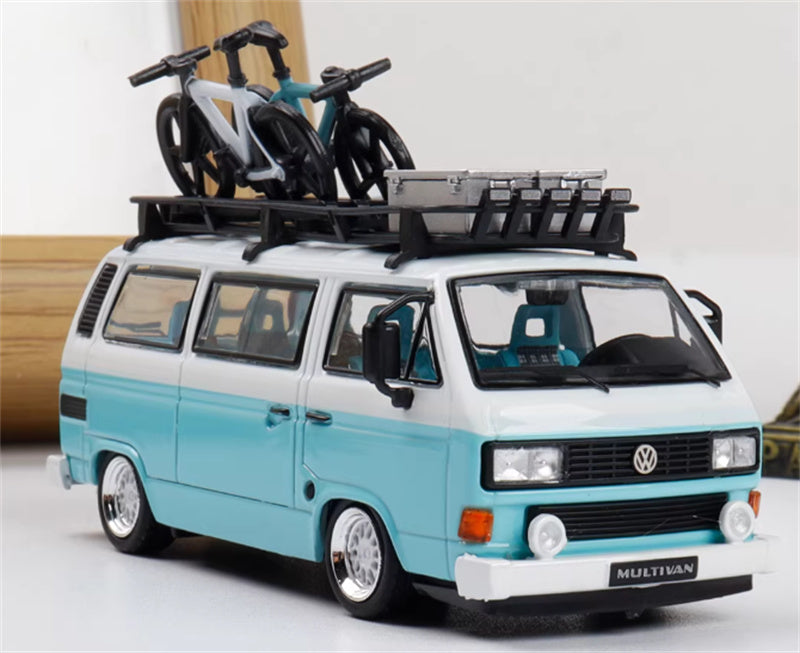 Mortal Model Volkswagen T3 Van BBS T Blue White Double Splicing 1:64 Car Pre-built Airliner Model Display view5