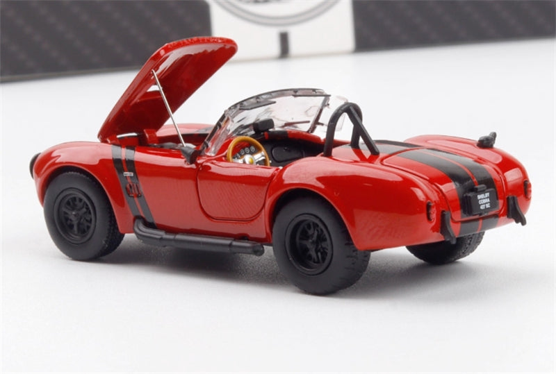 Fine Works&HM Ford Shelby 427 Cobra Metallic red + Black Stripe Limited Edition 499PCS ONLY 1:64 car Pre-built Model view3