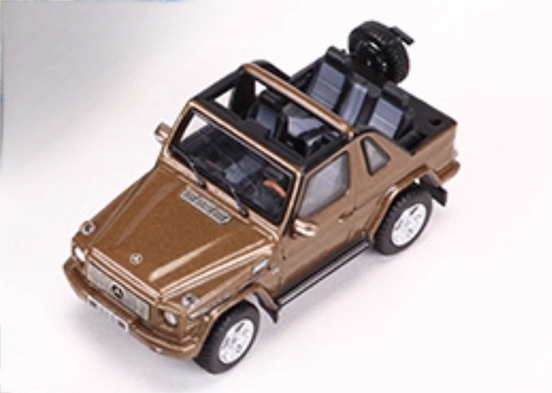GCD Mercedes benz G500 two-door short-wheelbase convertible off-road with roof comes with 4 tires brown LHD 1:64 Car Pre-built Model view6