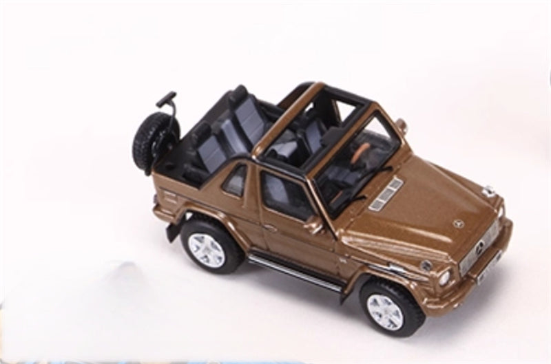 GCD Mercedes benz G500 two-door short-wheelbase convertible off-road with roof comes with 4 tires brown LHD 1:64 Car Pre-built Model view5