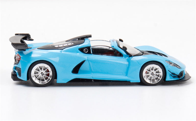 Rhino Model Hennessey Venom F5 Limited Edition 999PCS ONLY Light Blue w/ Figure 23# 1:64 Car Pre-built Model view3