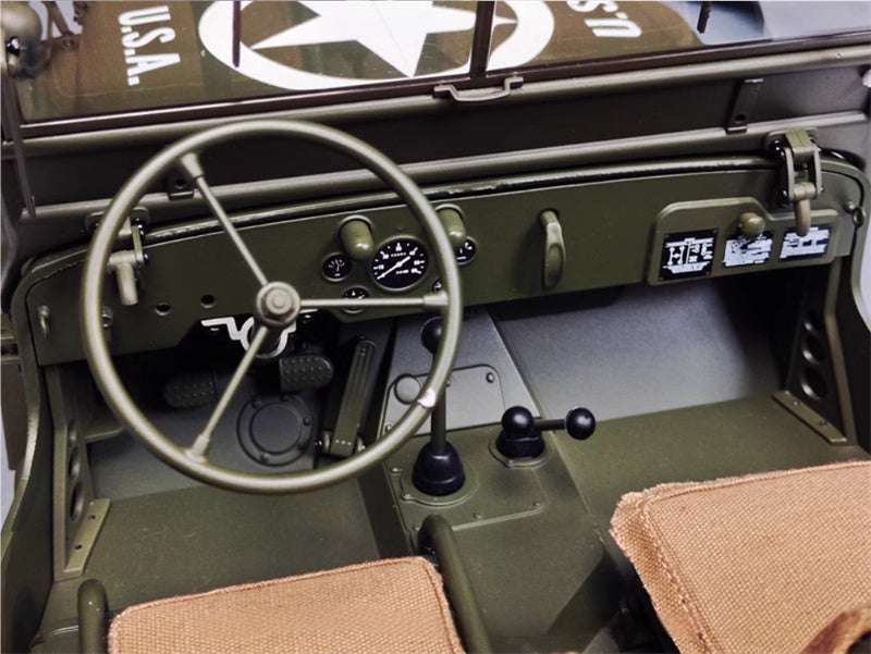 PREMIUM X 1943 Jeep Wells MB Trailer M3 Anti Tank Set Olive green 1:8 DIECAST Tank