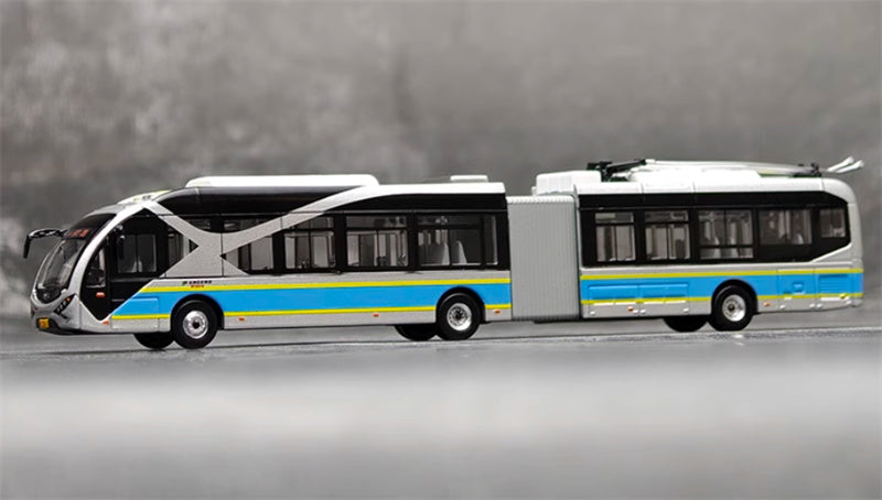 CREATIVE CULTURE BJD-WG180N Beijing Bus BTR3 Youth articulated trolley bus Blue Silver 1:110 Bus Pre-built Model view4