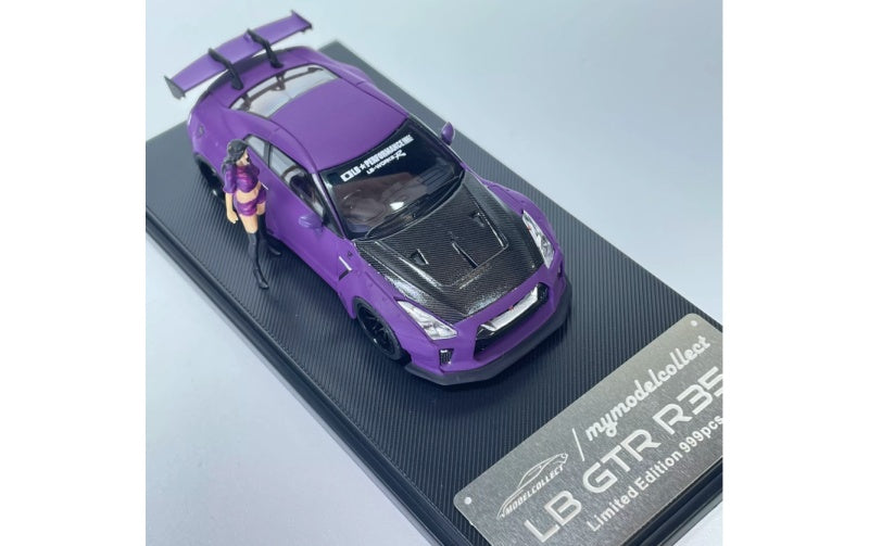 1:64 Nissan GTR R35 LB   mymodelcollect Matte purple carbon cover w/ Figure Limited Edition 999PCS ONLY DIECAST Model