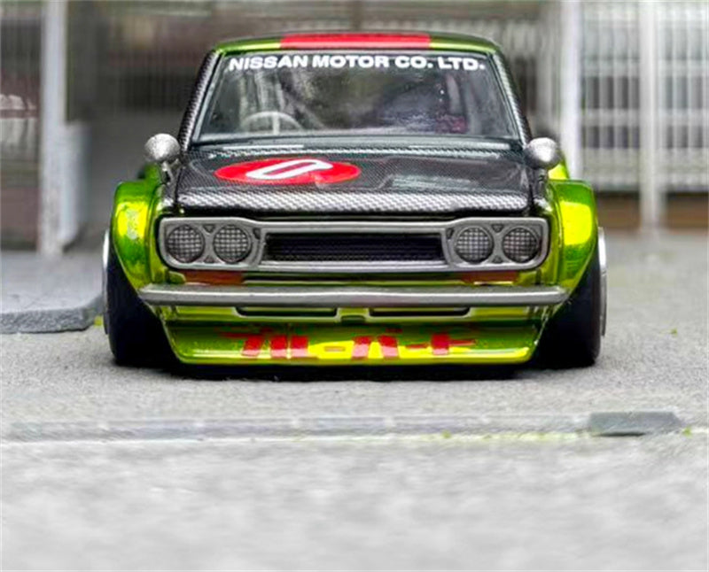 KaidoHouse x MiniGT Datsun KAIDO 510 #0 Wagon OG FLOW Yellow color box packaging 1:64 Car Pre-built Model view7