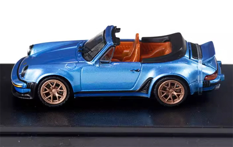 Rhino Model Porsche Singer Turbo Study 930 Blue convertible version 1:64 Car Pre-built Model view3