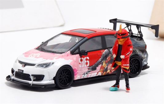 COOL.CAR Honda Civic FD2 explosive redesign mecha livery Red w/ Figure Version Limited Edition 500PCS ONLY 1:64 Car Pre-built Model view1
