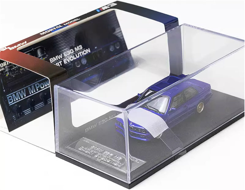Mortal BMW M3 E30 Sport Evolution Openable Hood Detachable tail wing Pearl Blue Limited Edition 899PCS ONLY 1:64 Car Pre-built Model view8