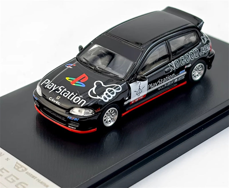 SW Honda Civic EG6 Black PlayStation Limited Edition 499PCS ONLY 1:64 Car Pre-built Model view1